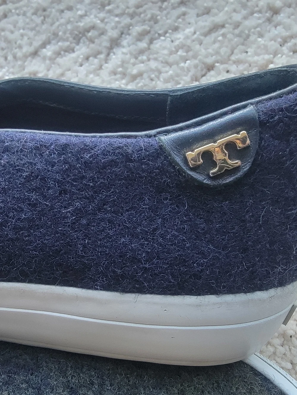 Tory Burch Rudi Stardust Navy and Olive Slip-On Ombre Wool Sneakes Sz 8.5
